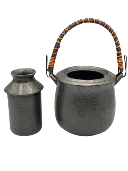 Hot water kettle set with vine black crystal (large)